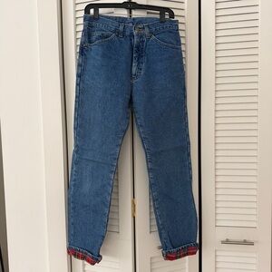L.L. Bean Blue Straight Leg Flannel Lined Jeans